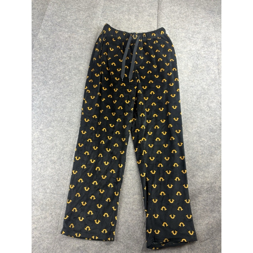 True Religion Men's S Black All Over Logo Graphic Sleep Lounge Pants